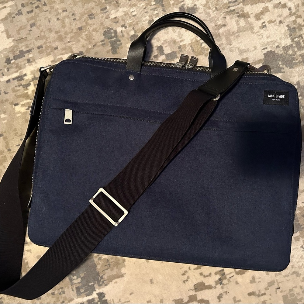 Jack Spade Dark Blue Tech Oxford Slim Brief with Black Accents